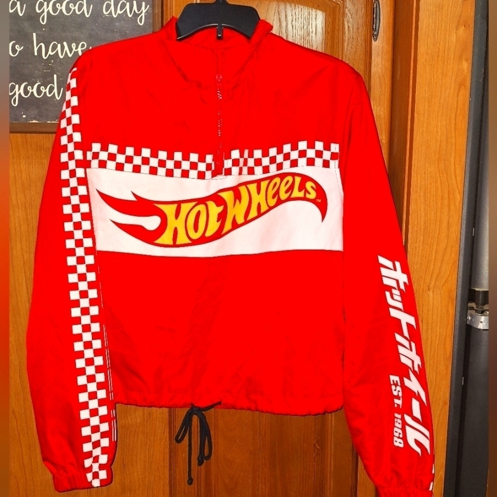 Hot Wheels 1/2 Zip Red Racing Jacket With Drawstring Waist In A Mens Small.